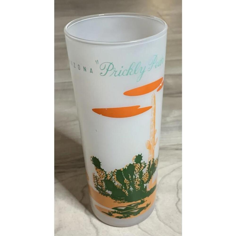 Blakely Oil & Gas Arizona Saguaro Cactus Frosted Glass Prickly Pear Vintage